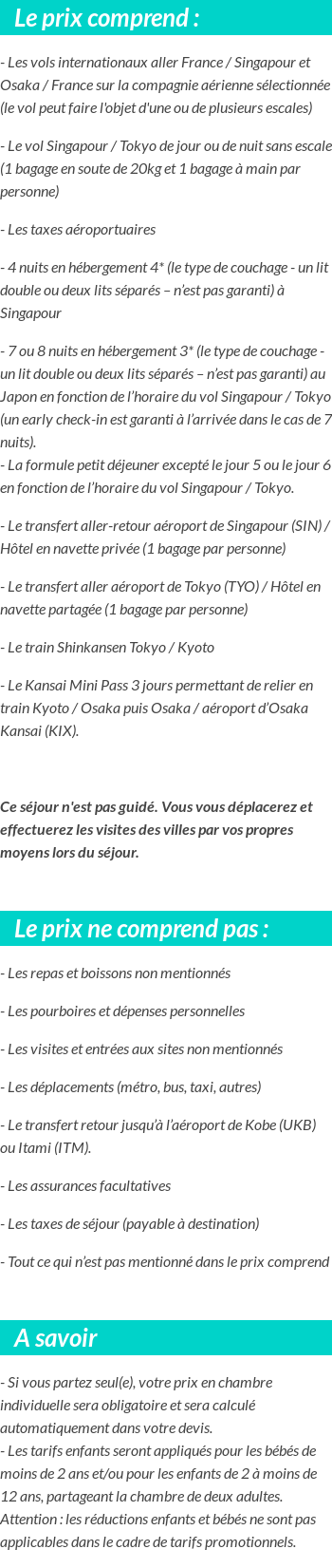 Conditions tarifaires