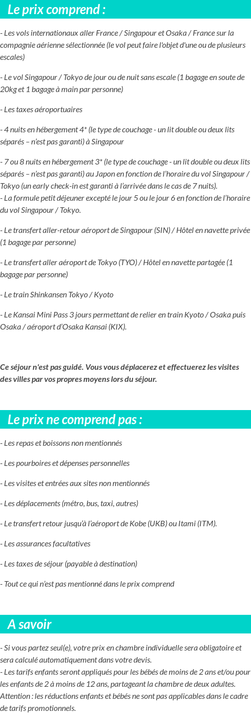 Conditions tarifaires