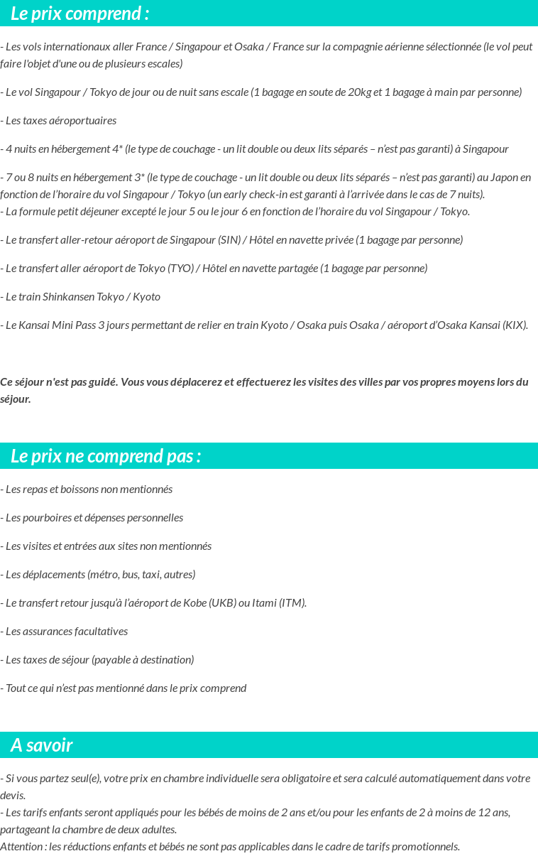 Conditions tarifaires