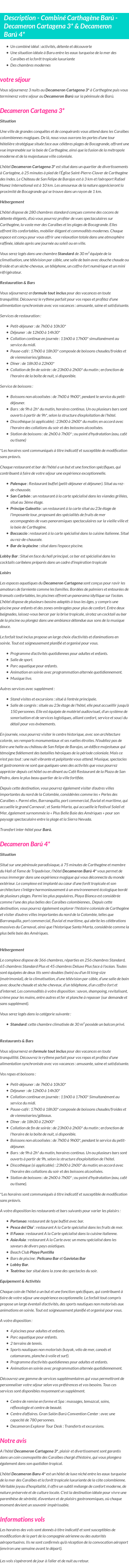 Détails du séjour