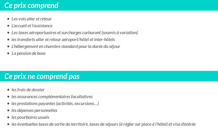 Conditions tarifaires