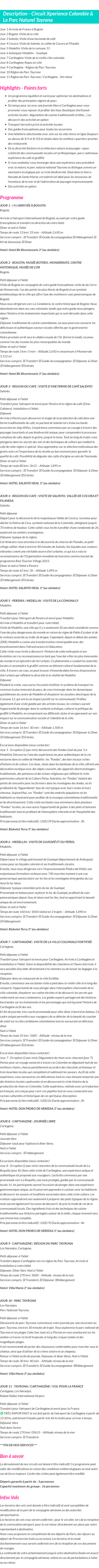 Détails du séjour
