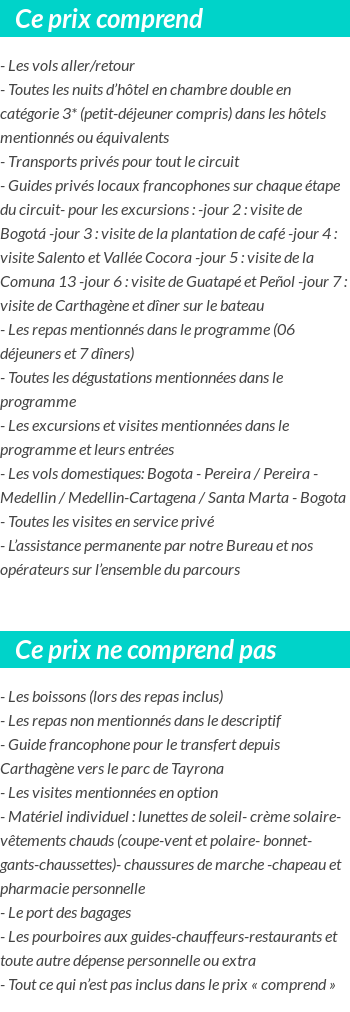 Conditions tarifaires