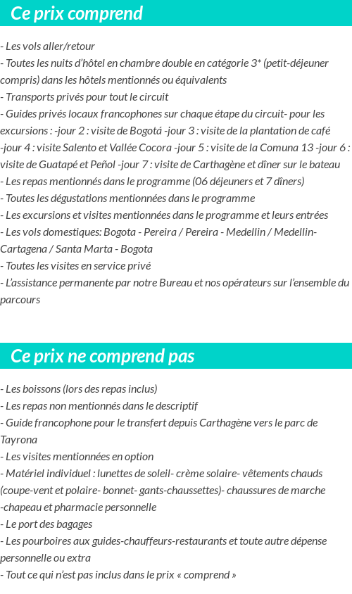 Conditions tarifaires