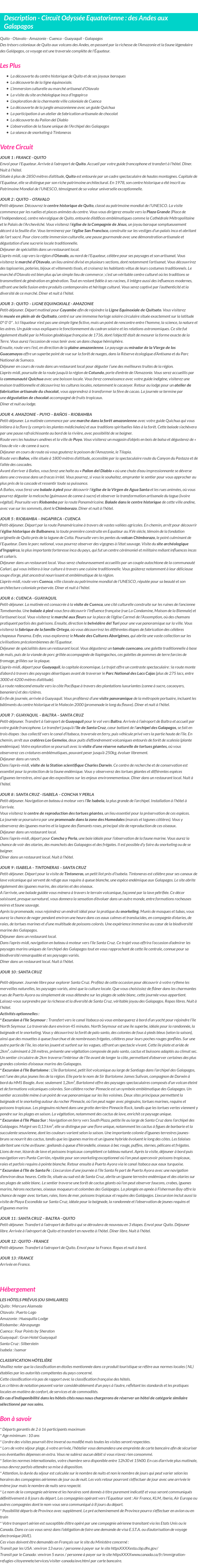 Détails du séjour