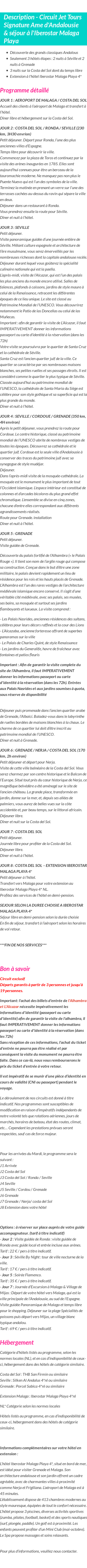 Détails du séjour