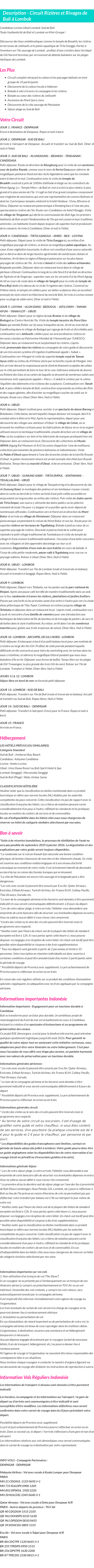 Détails du séjour