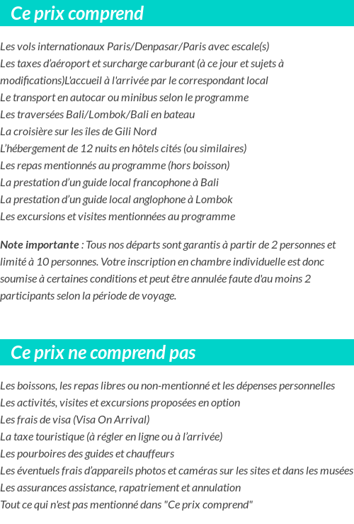 Conditions tarifaires