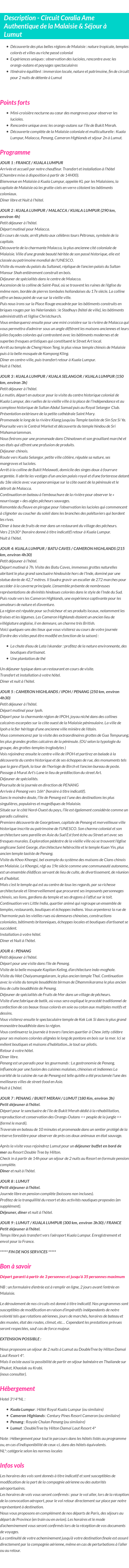 Détails du séjour