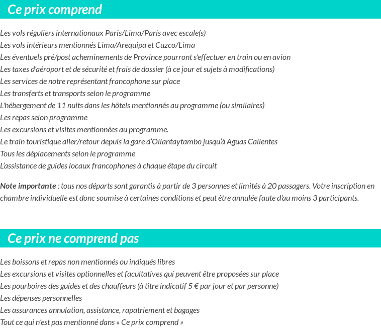 Conditions tarifaires