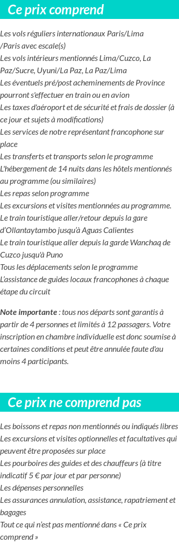 Conditions tarifaires