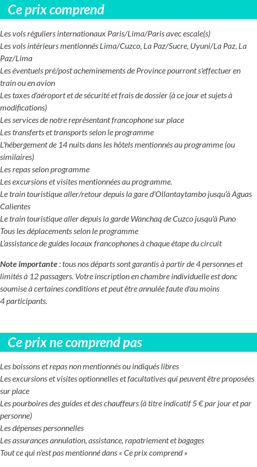 Conditions tarifaires