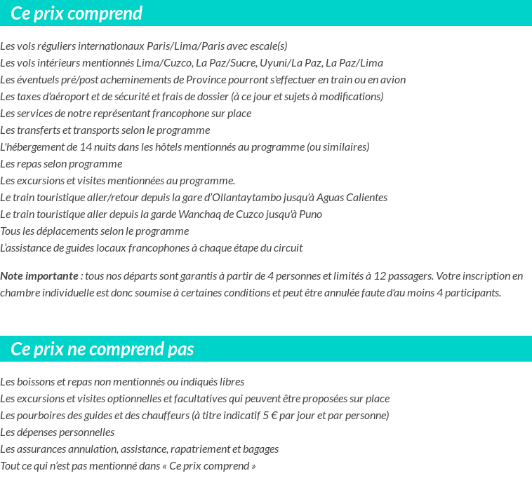 Conditions tarifaires