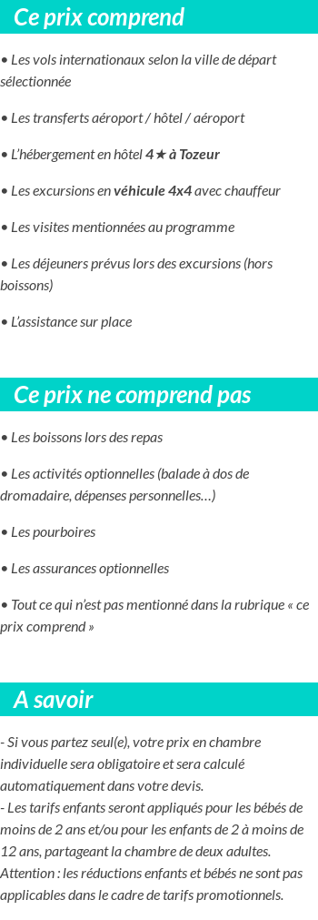 Conditions tarifaires