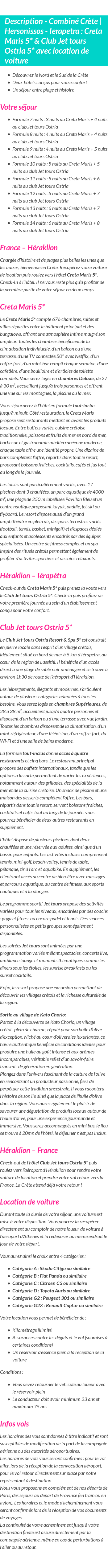Détails du séjour