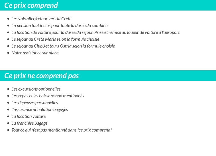 Conditions tarifaires