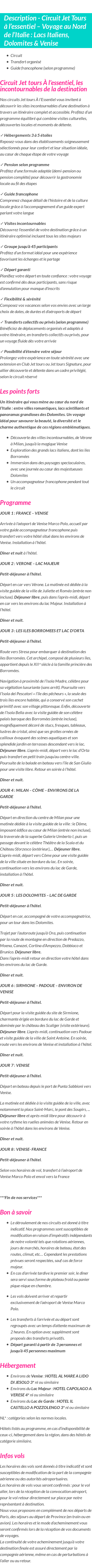 Détails du séjour