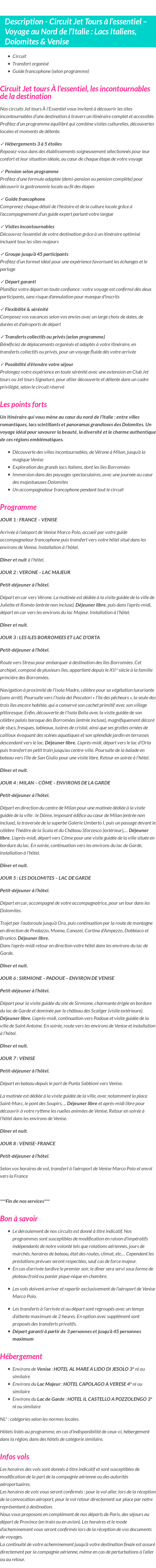 Détails du séjour