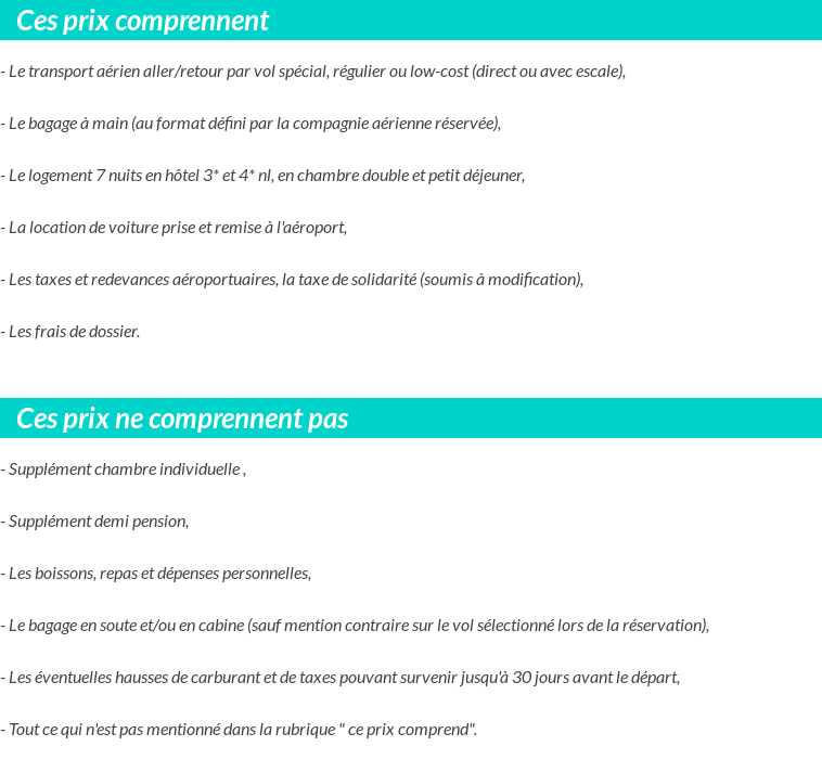 Conditions tarifaires