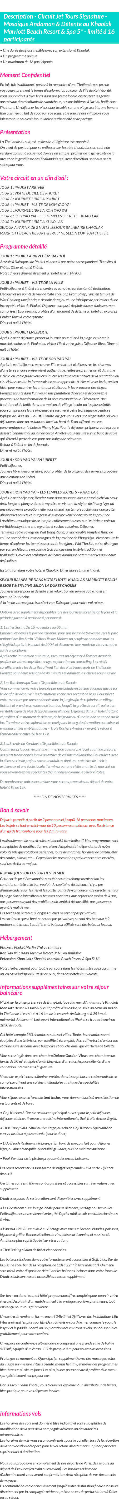 Détails du séjour