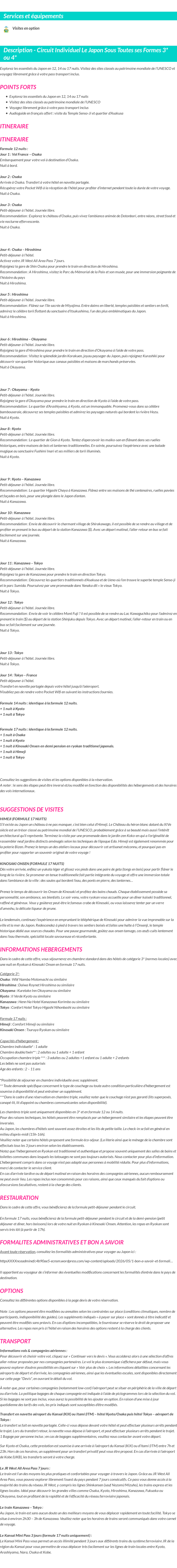 Détails du séjour