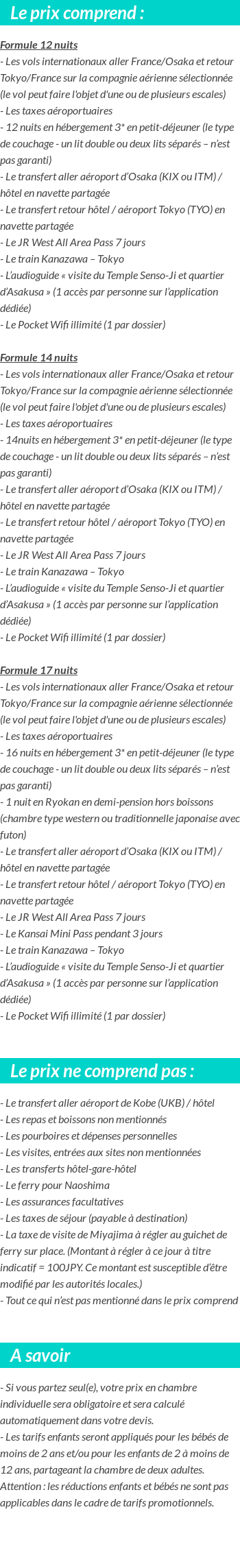Conditions tarifaires