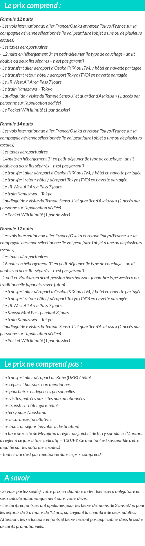 Conditions tarifaires