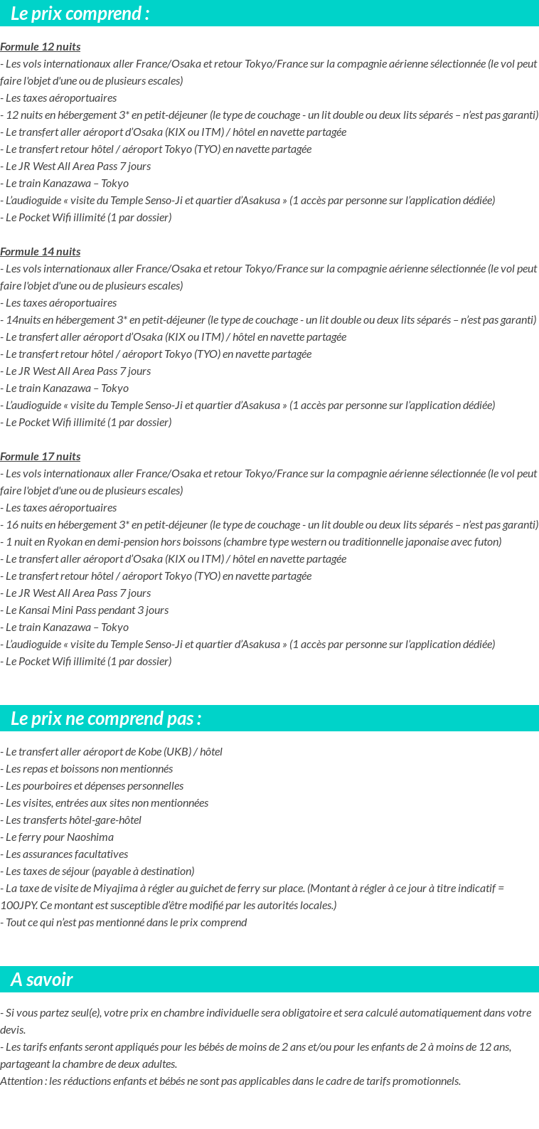 Conditions tarifaires