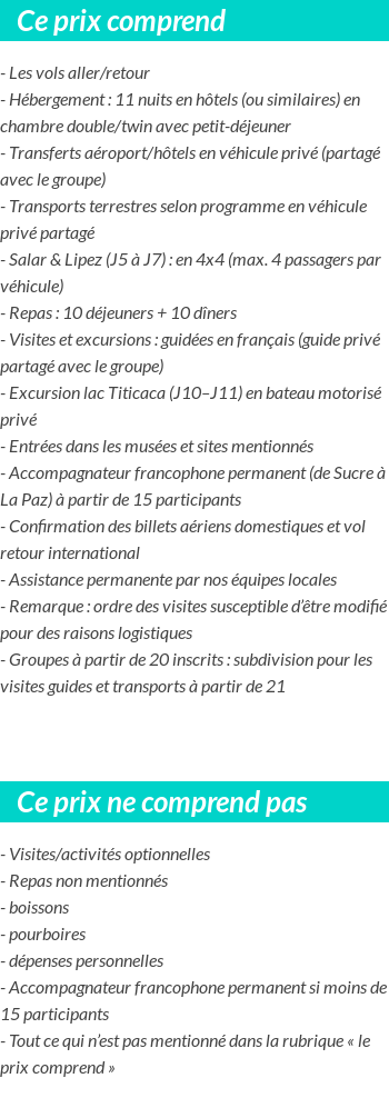 Conditions tarifaires