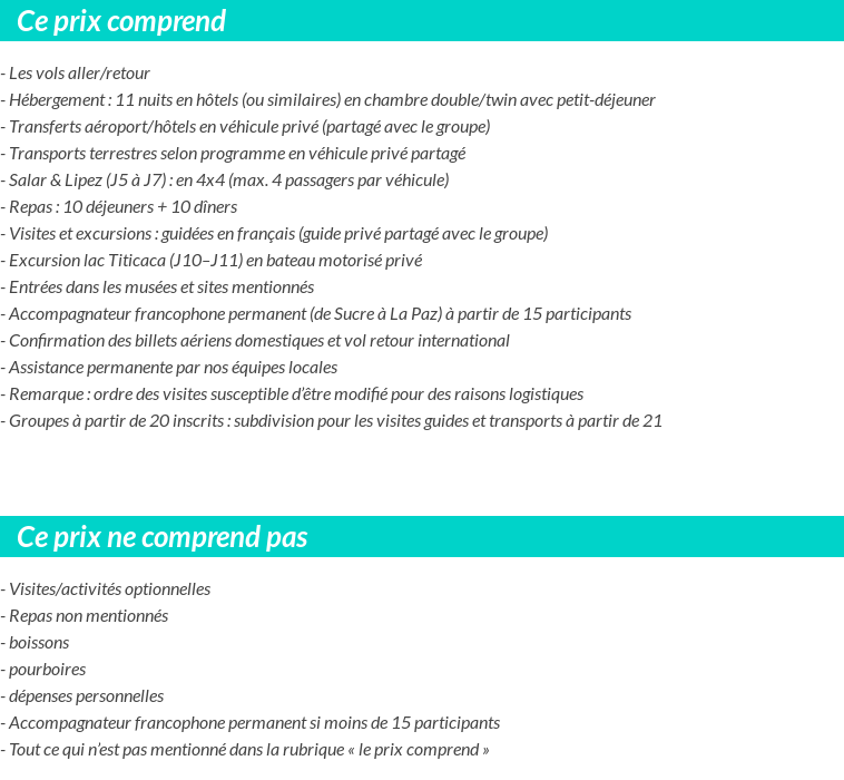 Conditions tarifaires