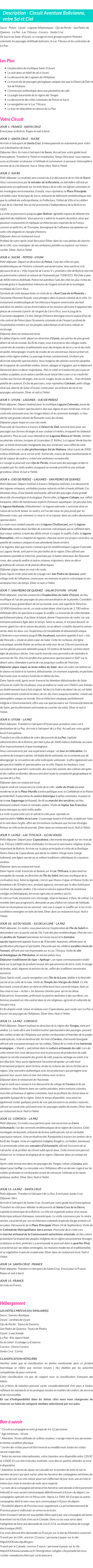 Détails du séjour