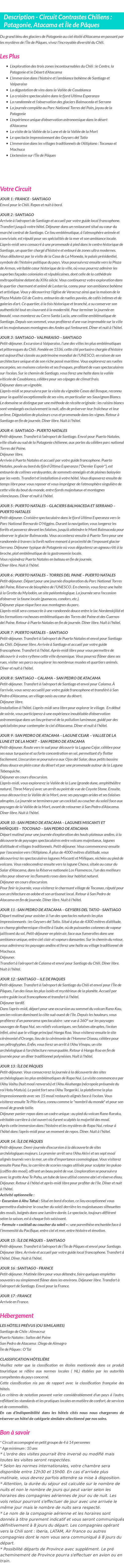 Détails du séjour