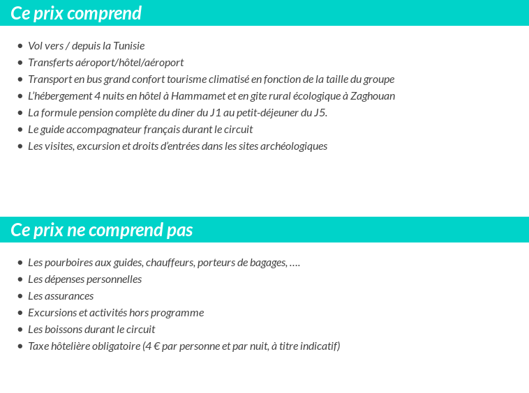 Conditions tarifaires