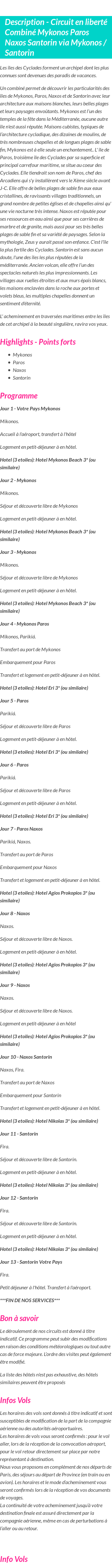 Détails du séjour