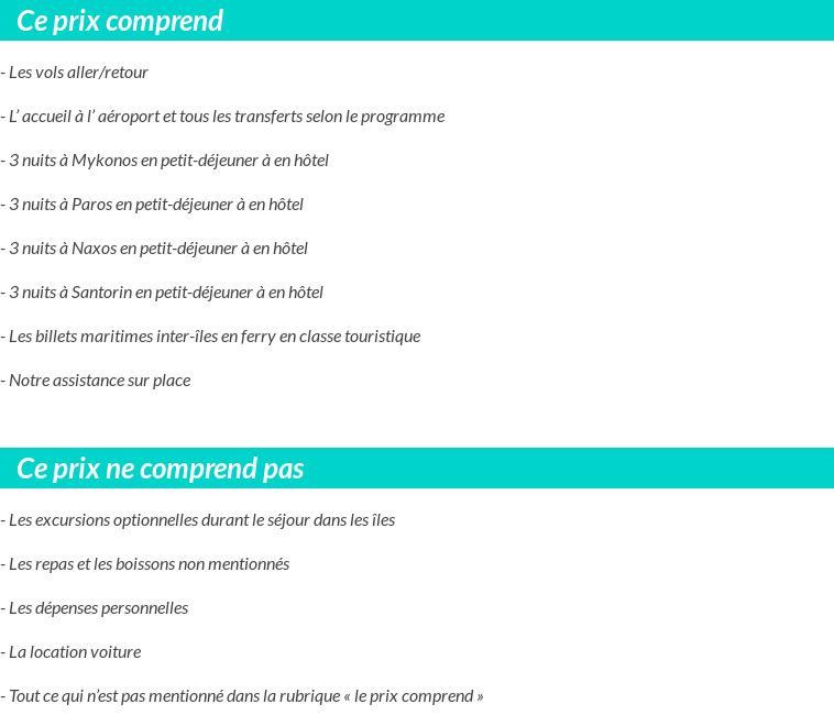 Conditions tarifaires