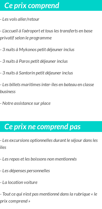 Conditions tarifaires