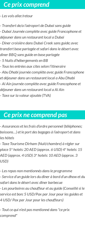 Conditions tarifaires