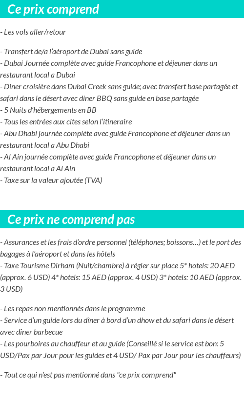 Conditions tarifaires
