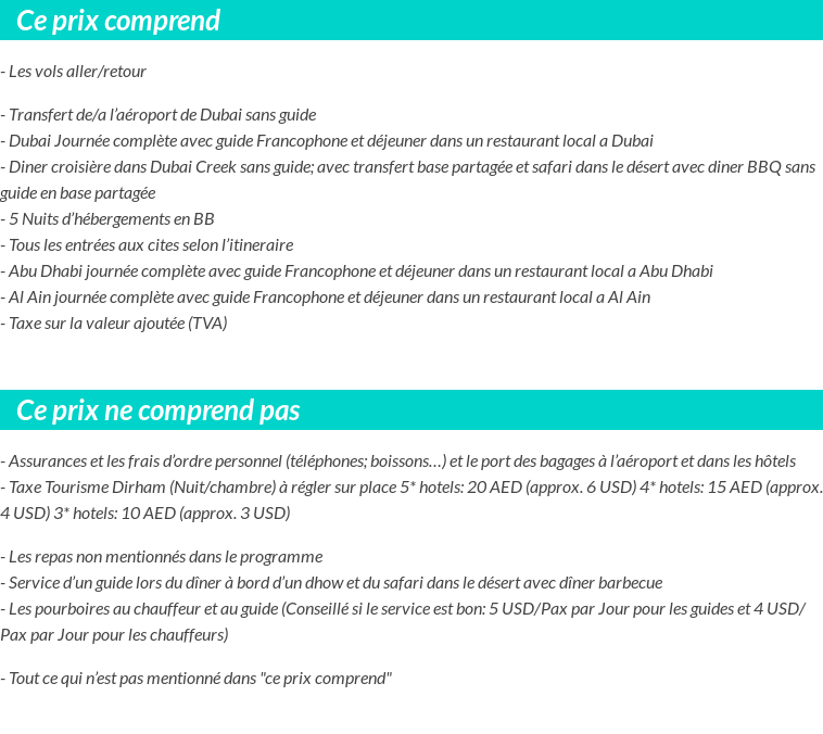 Conditions tarifaires
