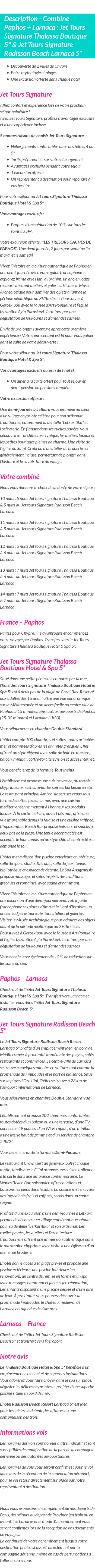 Détails du séjour