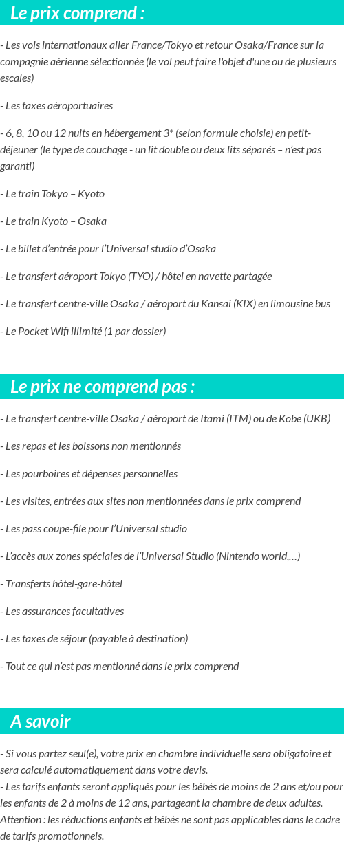 Conditions tarifaires