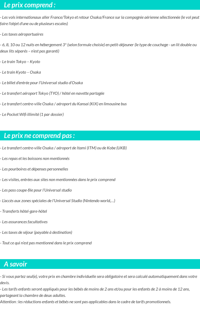 Conditions tarifaires