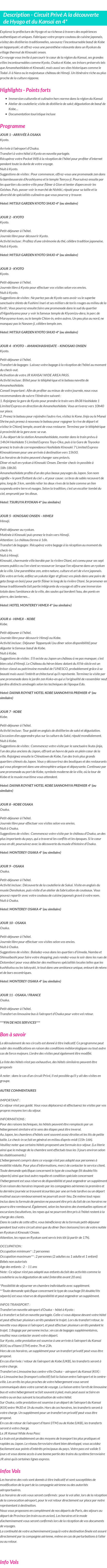 Détails du séjour