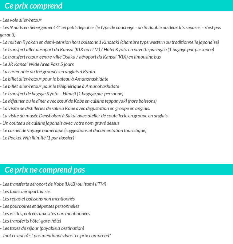 Conditions tarifaires