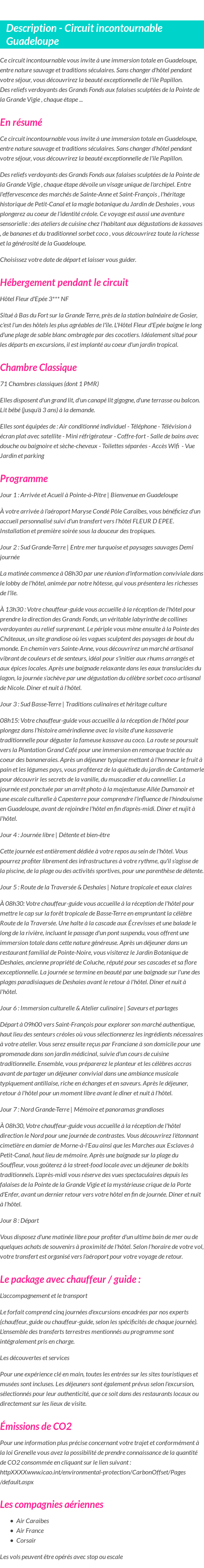 Détails du séjour