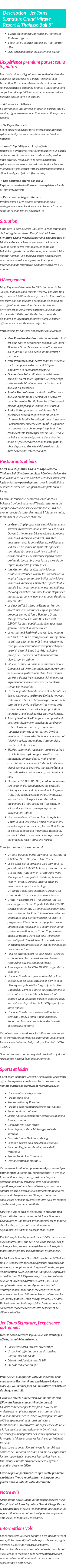 Détails du séjour