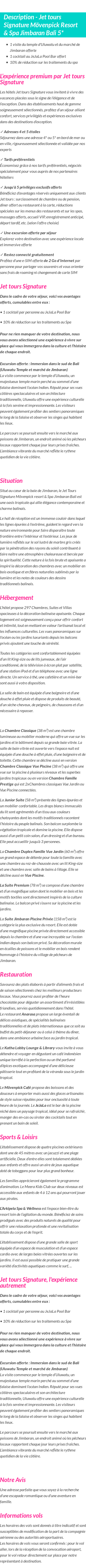 Détails du séjour