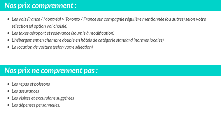 Conditions tarifaires