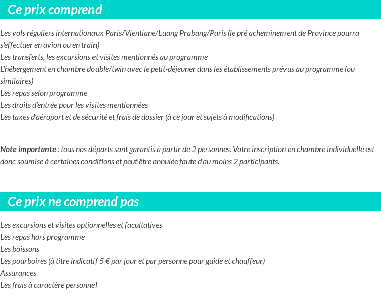 Conditions tarifaires