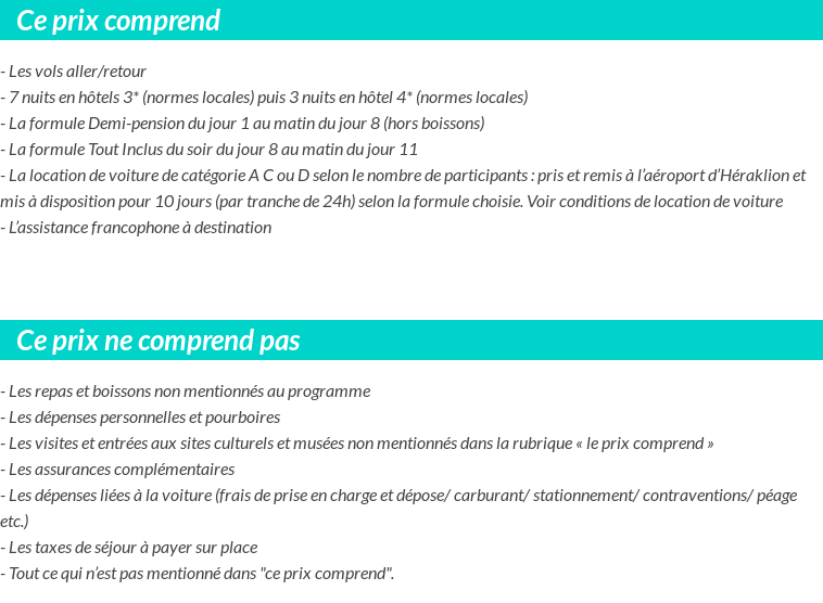Conditions tarifaires